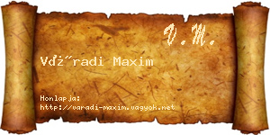 Váradi Maxim névjegykártya